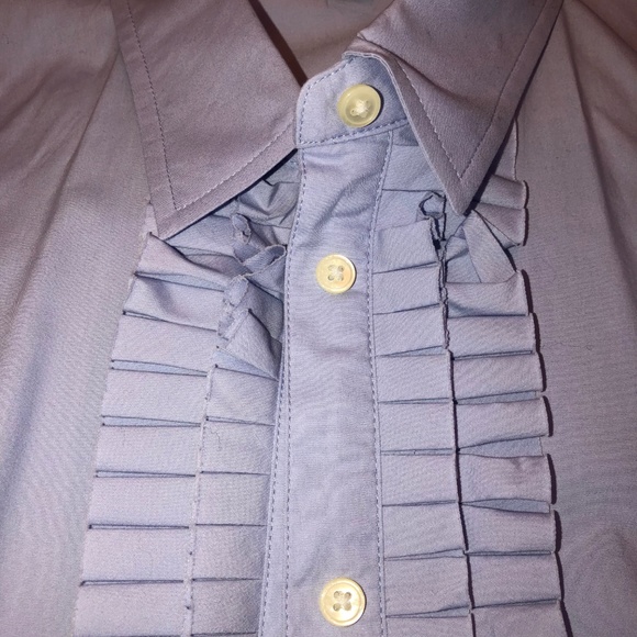 Banana Republic Blue Oxford Button-up Ruffle 6 - Picture 6 of 8